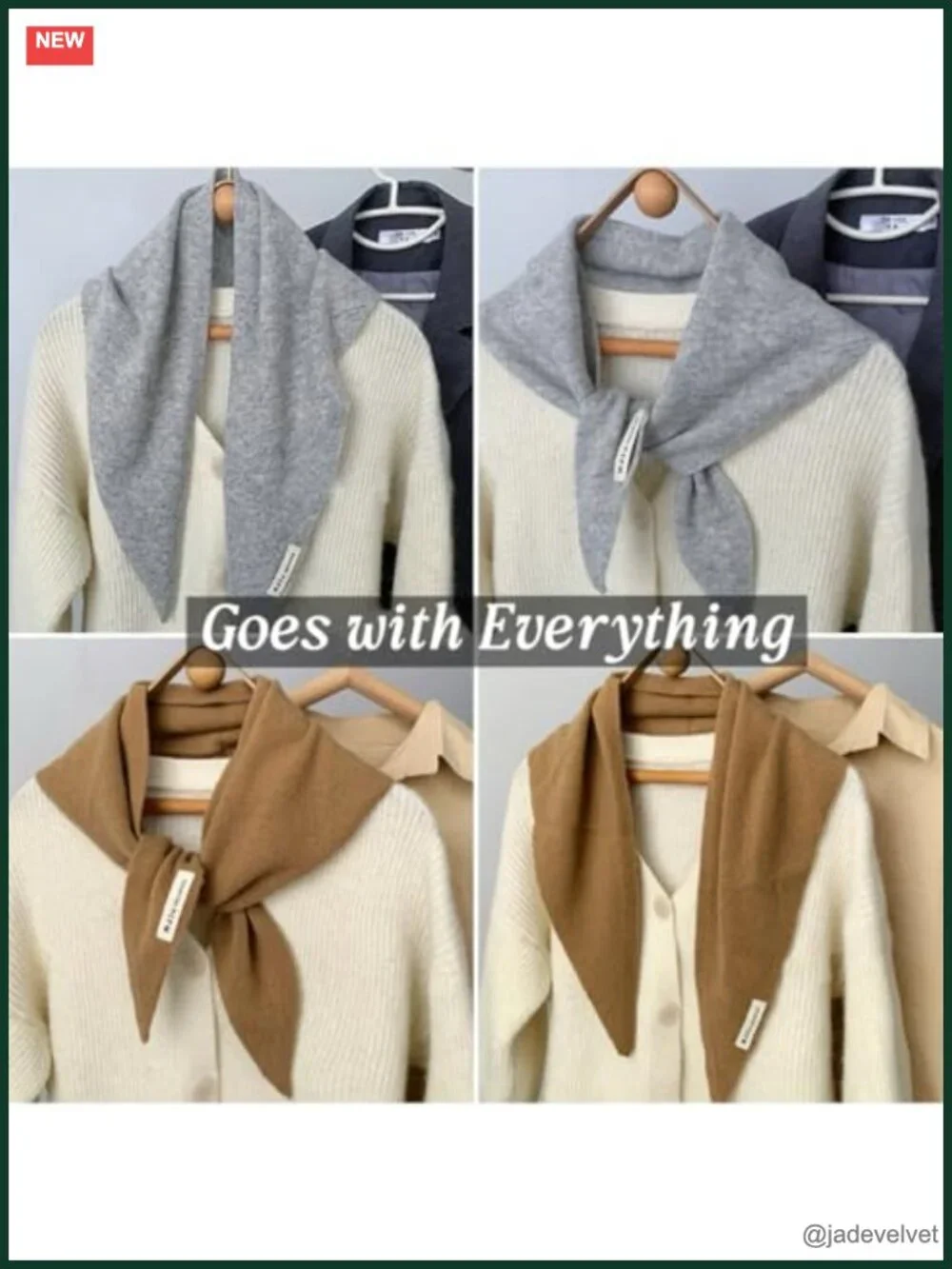 Cashmere Blend Triangle Scarf Shawl Wrap - 4-in-1 Versatile Styling